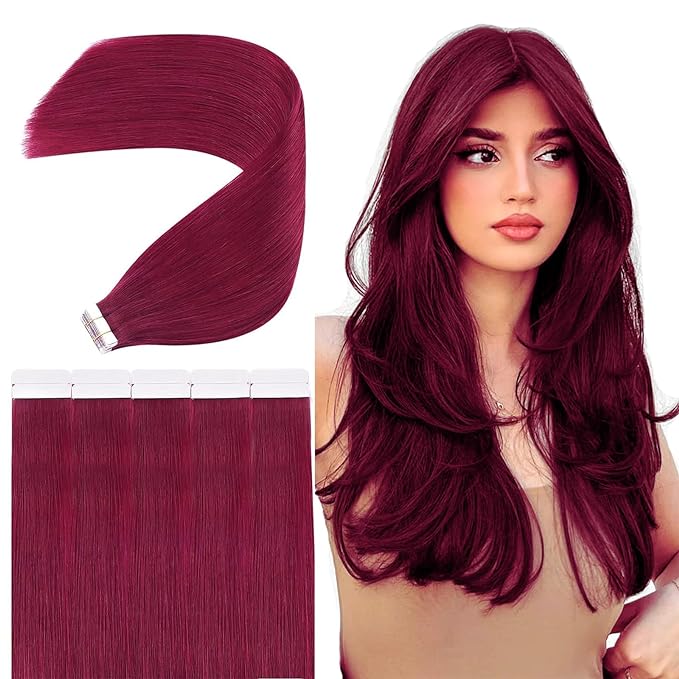 Tape-In Extensions – Burgundy Red