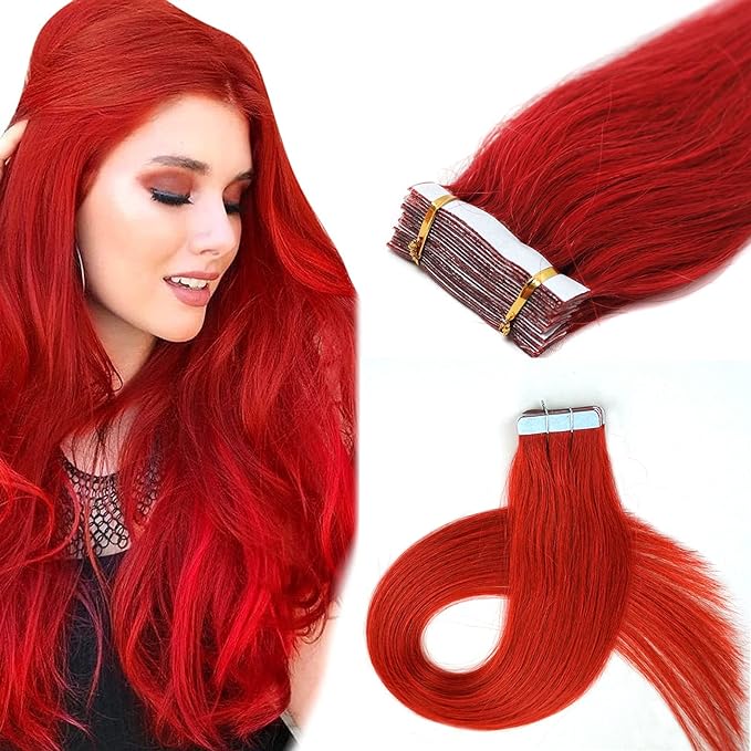 Tape-In Extensions – Vibrant Red