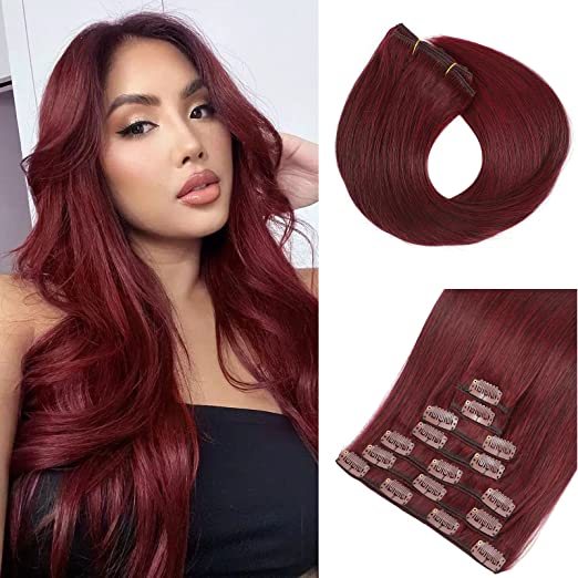 Clip-In Extensions – Burgundy Red (#33J)