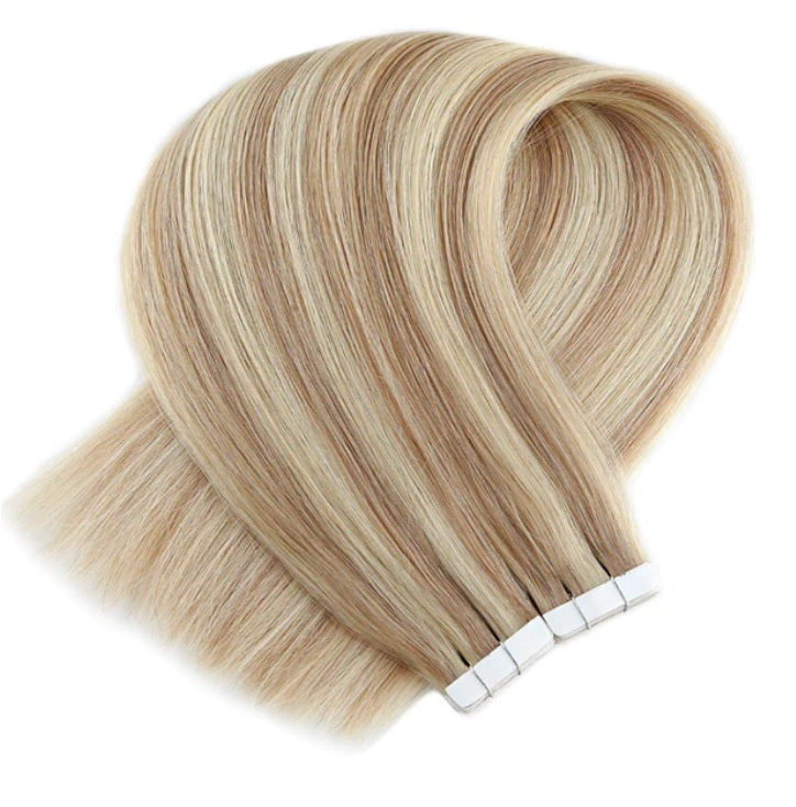 Tape-In Extensions – Highlighted Dark Blonde to Light Blonde