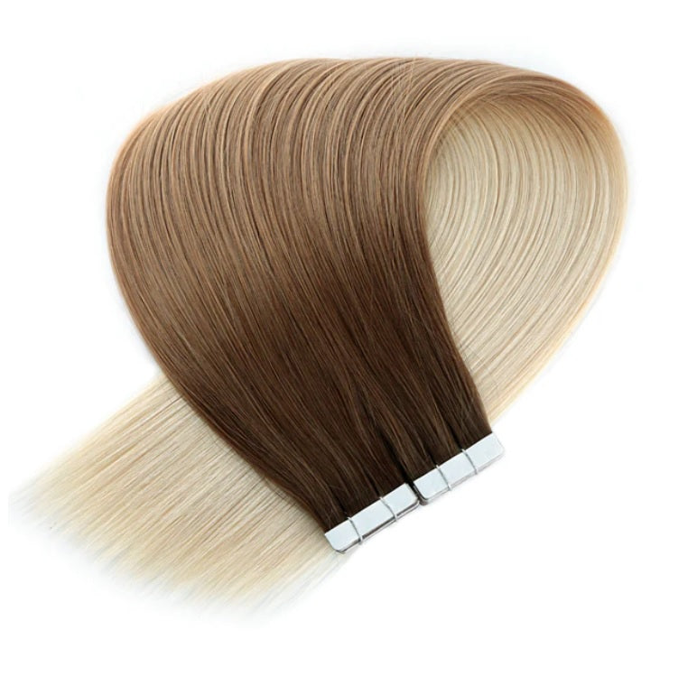 Tape-In Extensions – Ombre Chocolate Brown to Light Brown (#3/#8)