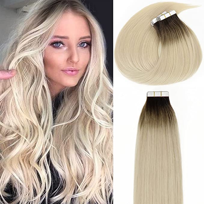 Tape-In Extensions – Ombre Chocolate Brown to Light Blonde (#3/#60)