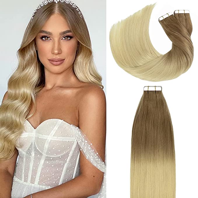 Tape-In Extensions – Ombre Light Brown to Light Blonde (#8/#60)